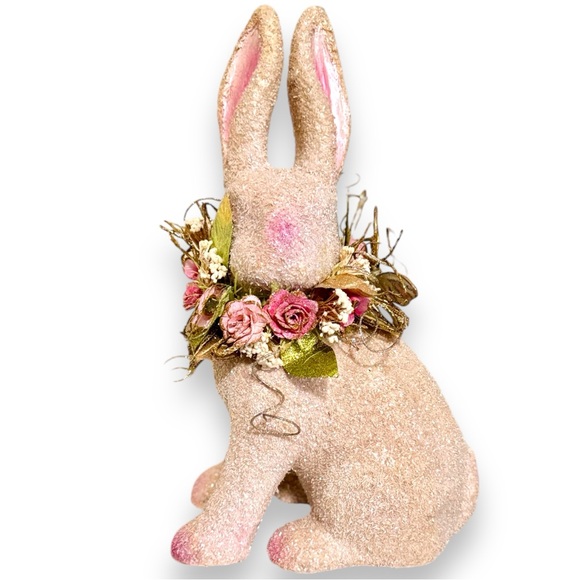 HOLIDAY TREE Marcarone Jeweled Capiz Easter Bunny- Adorable 16" H Rabbit - Picture 2 of 12